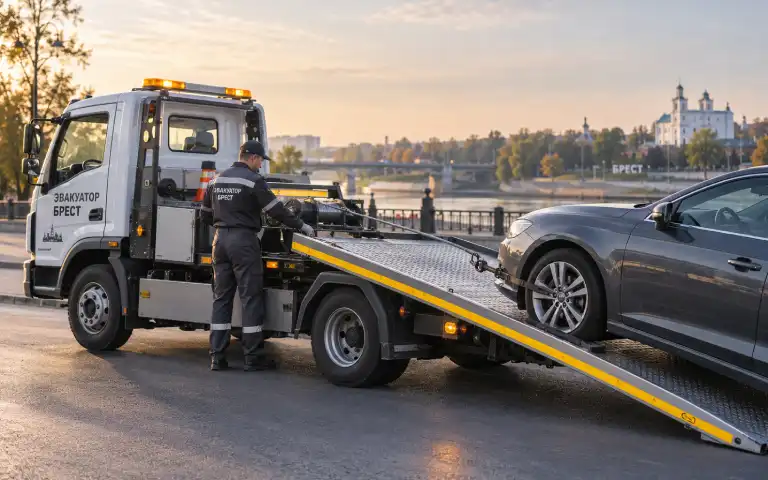 Погрузка автомобиля на эвакуатор