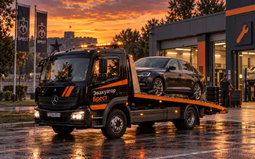 Эвакуация автомобиля с повреждённой подвеской в Бресте
